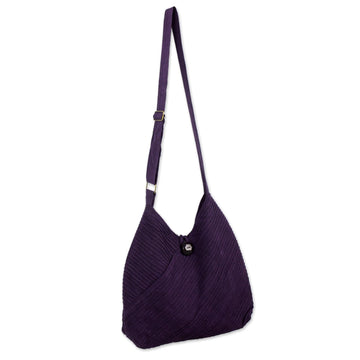 Purple Cotton Hobo Style Handbag with Coin Purse - Surreal Purple
