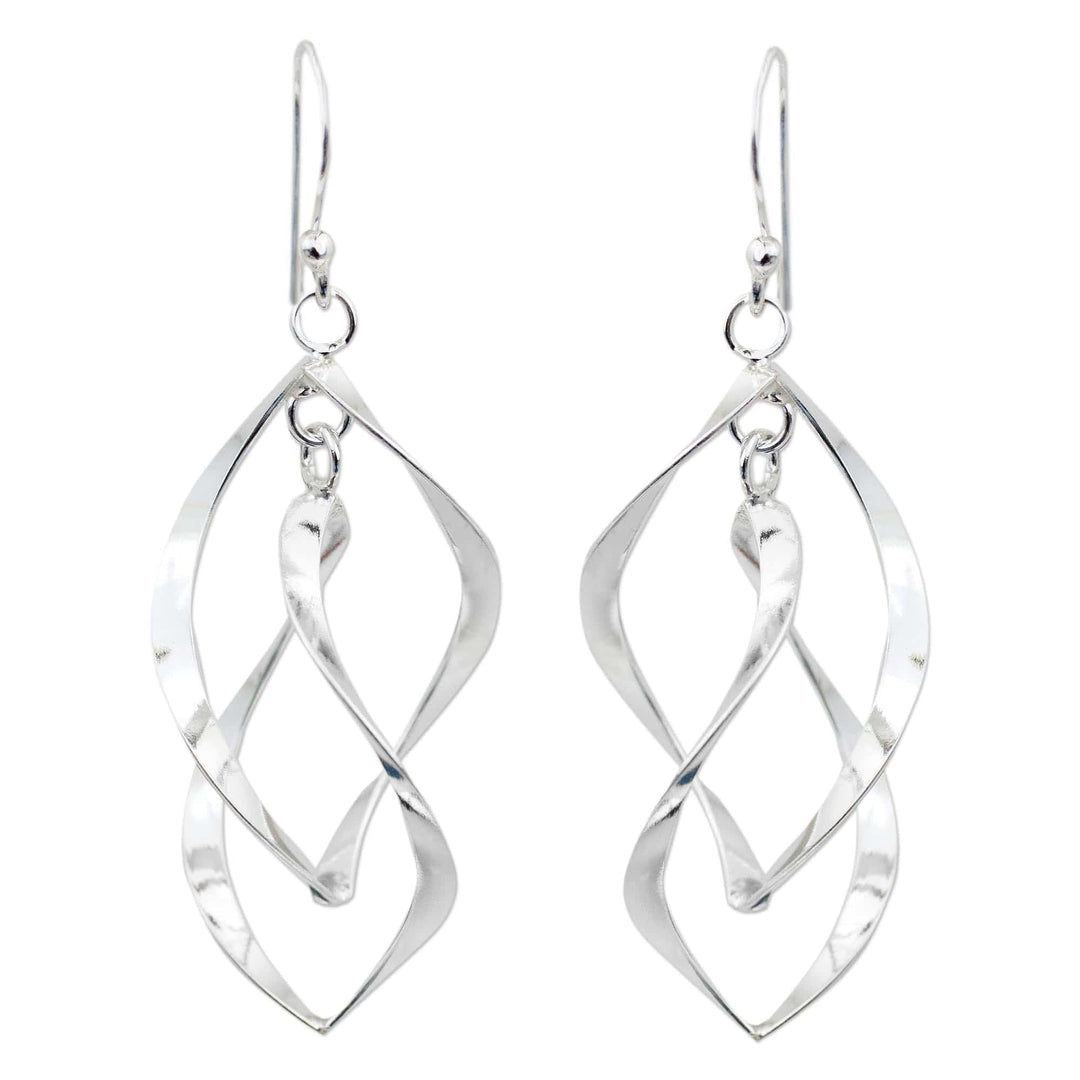 Sterling Silver Dangle Earrings - Linking Leaves