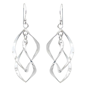 Sterling Silver Dangle Earrings - Linking Leaves