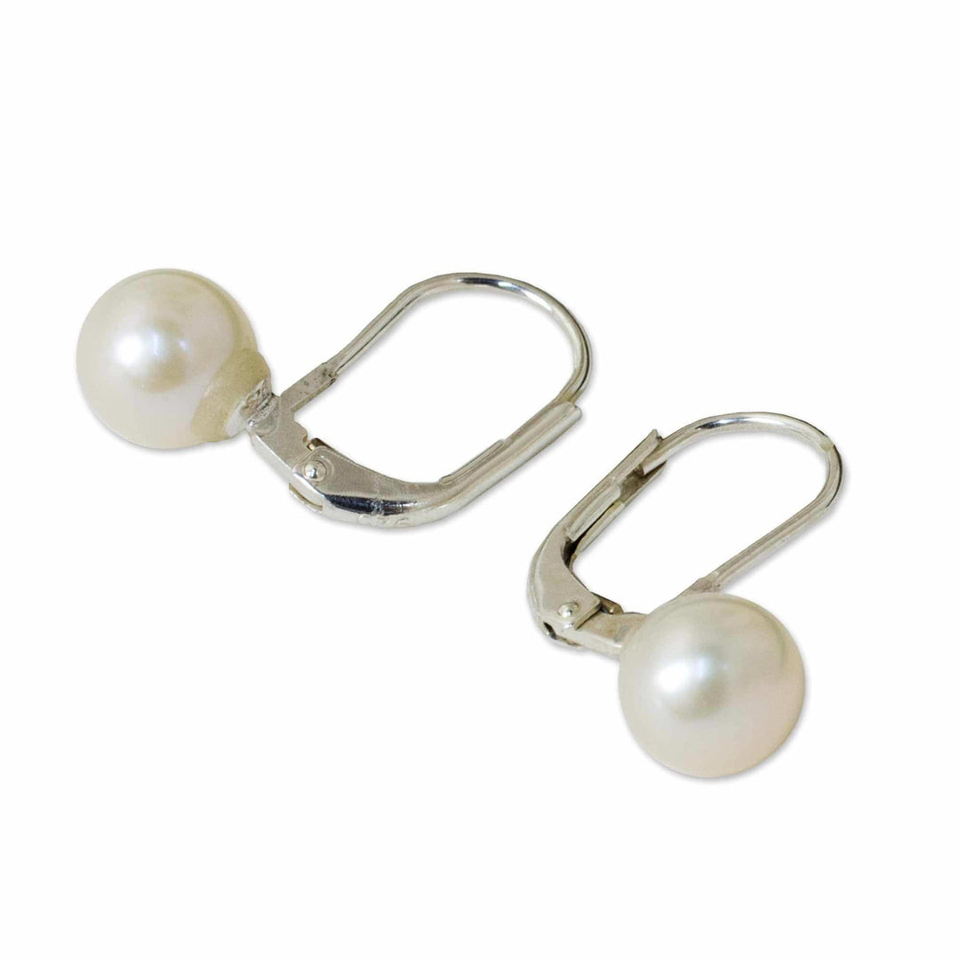 Cultured Pearl Drop Earrings High Polish from Thailand - Pure Lily