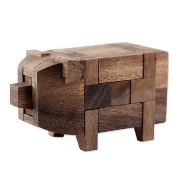 Rain Tree Wood Pig Puzzle - Piggy Puzzle