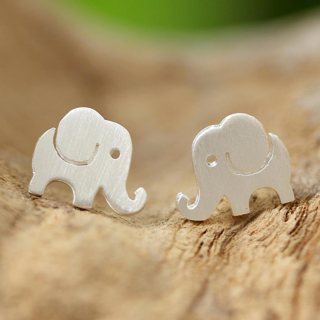 Sterling Silver Post Elephant Earrings - Endearing Elephants