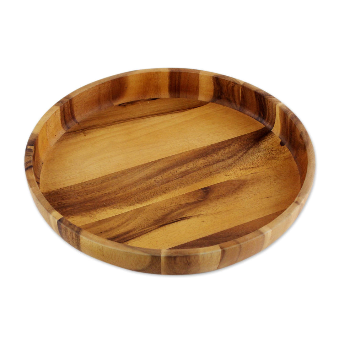 Artisan Crafted Natural Wood Serving Bowl from Thailand - Harmonious Nature