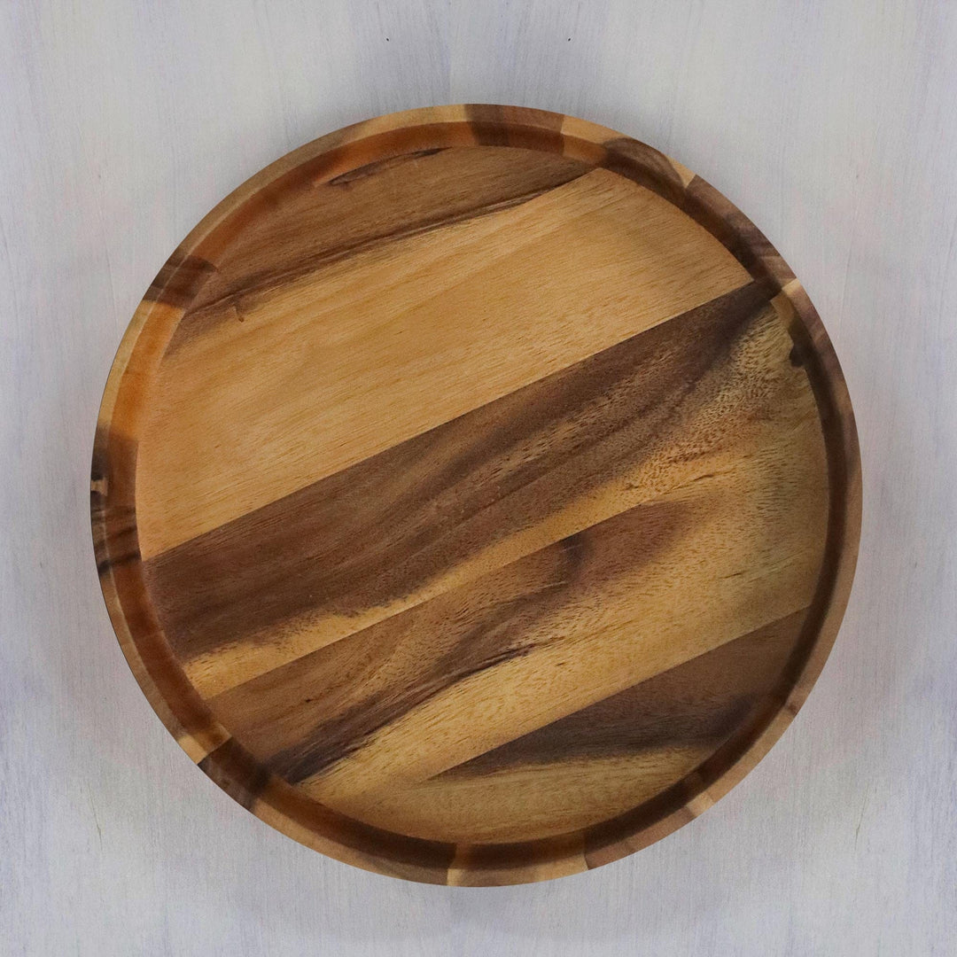 Artisan Crafted Natural Wood Serving Bowl from Thailand - Harmonious Nature
