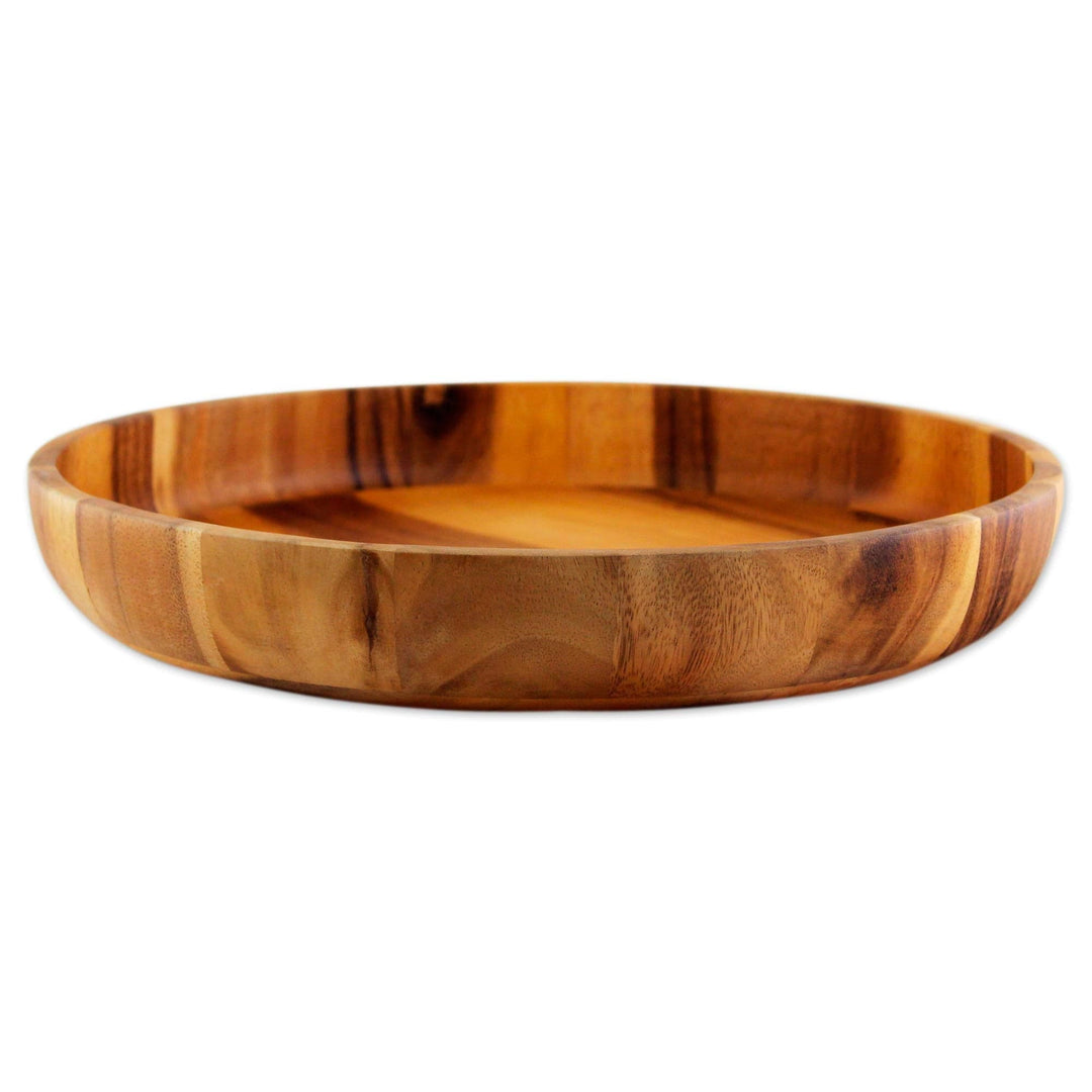 Artisan Crafted Natural Wood Serving Bowl from Thailand - Harmonious Nature