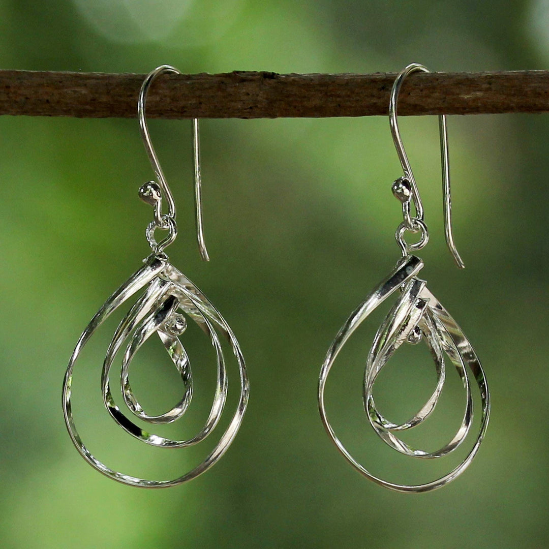 Sterling Silver Triple Teardrop Dangle Earrings - Dewy Trio