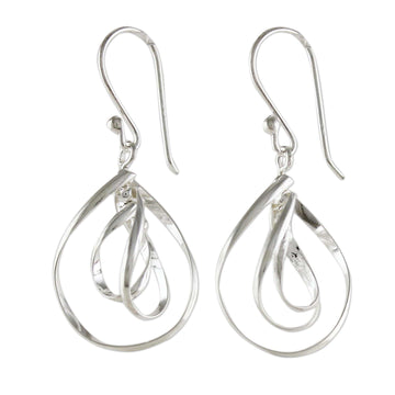 Sterling Silver Triple Teardrop Dangle Earrings - Dewy Trio