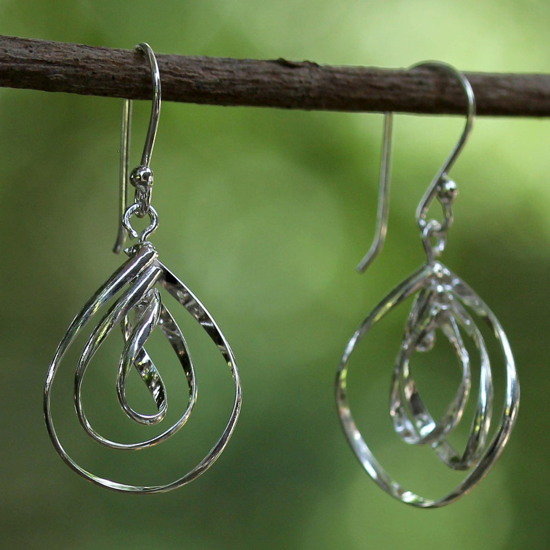 Sterling Silver Triple Teardrop Dangle Earrings - Dewy Trio