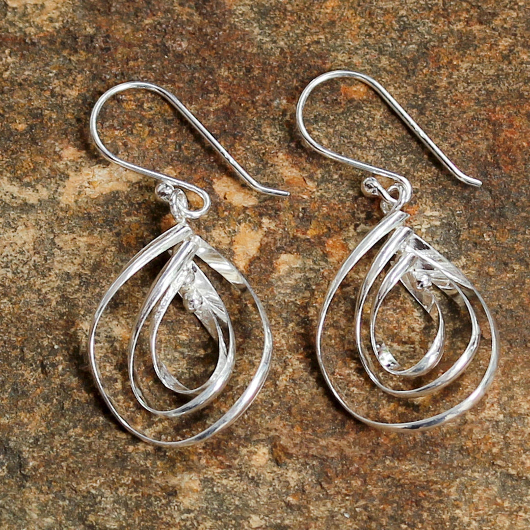 Sterling Silver Triple Teardrop Dangle Earrings - Dewy Trio