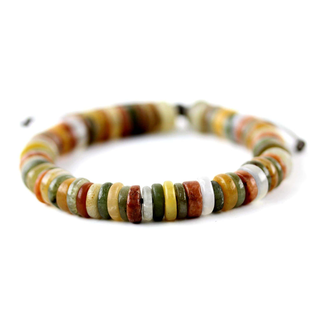 Beaded Jade and Quartz Bracelet on Cotton Cords - Seasonal Effects