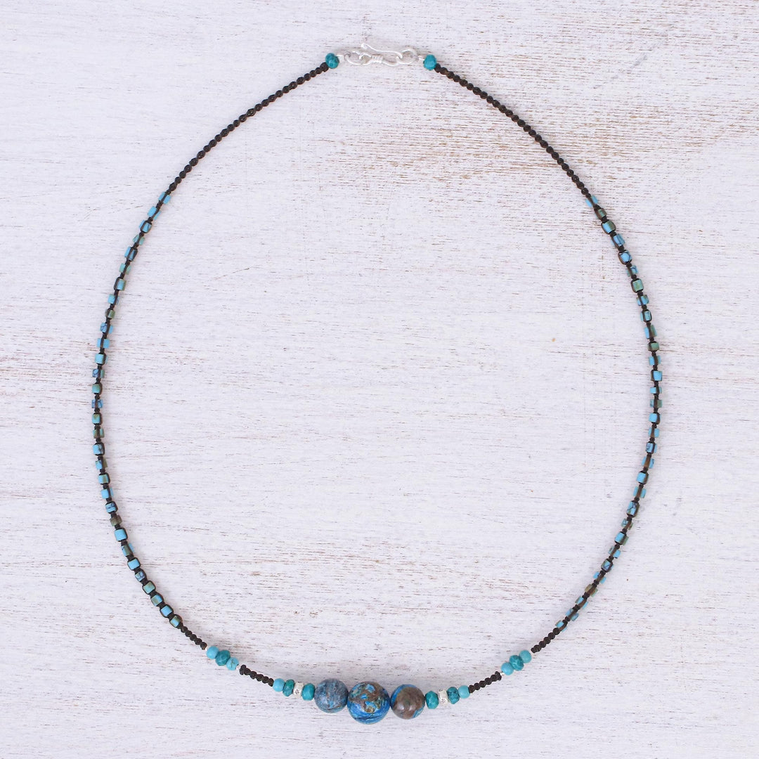 Jasper Beaded Pendant Necklace from Thailand - Charming Waters