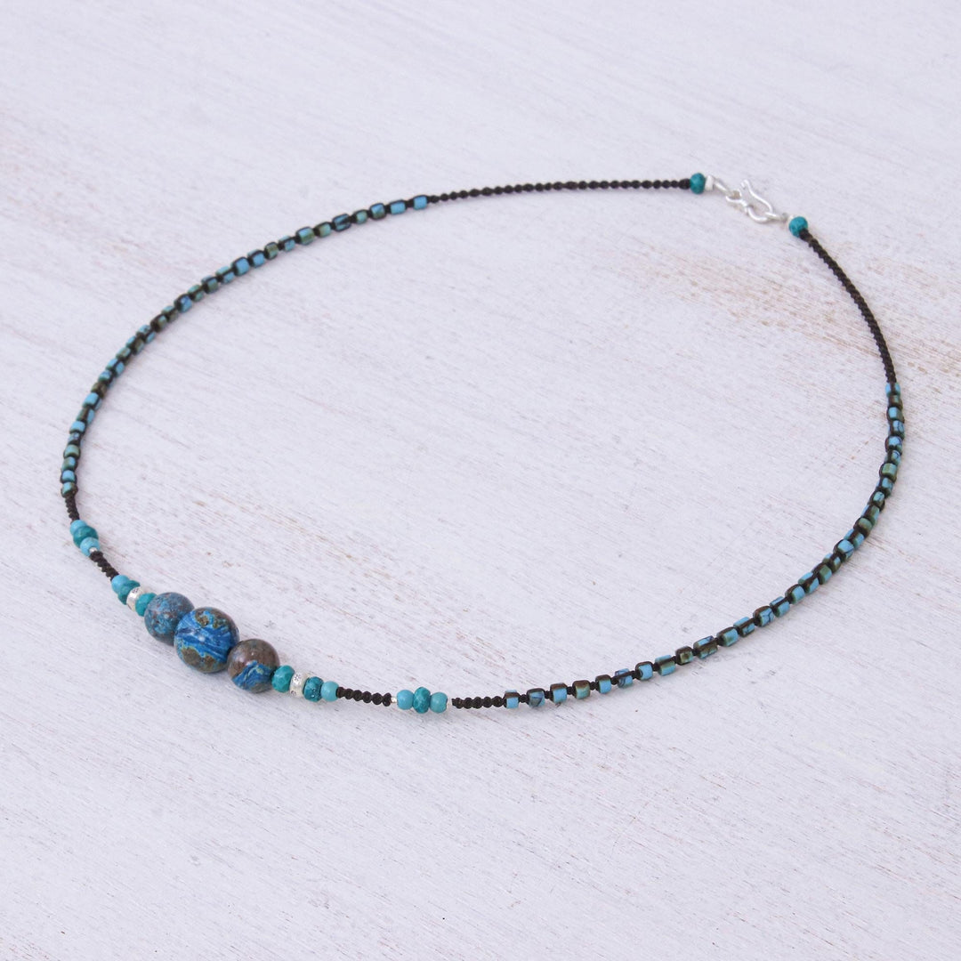 Jasper Beaded Pendant Necklace from Thailand - Charming Waters