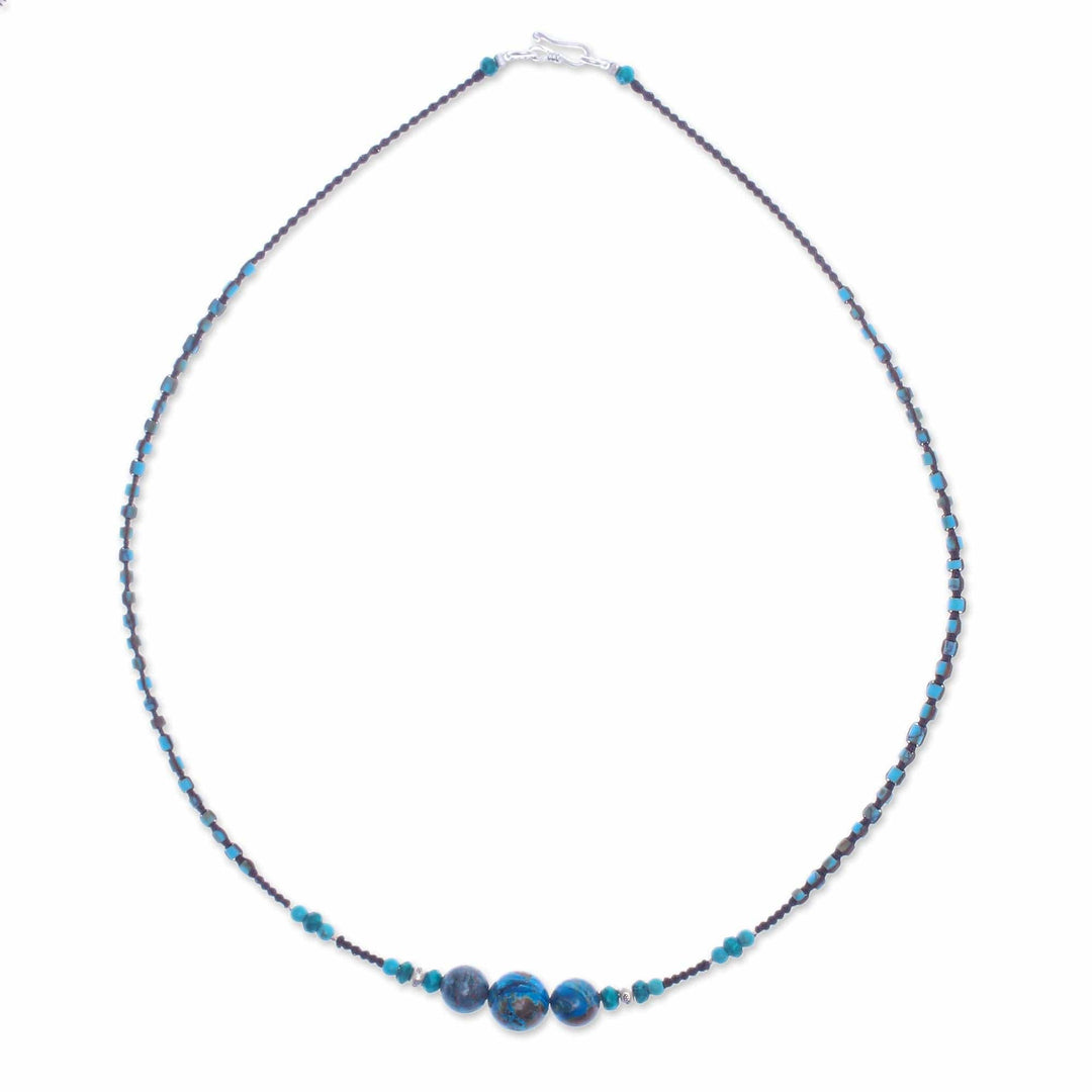 Jasper Beaded Pendant Necklace from Thailand - Charming Waters