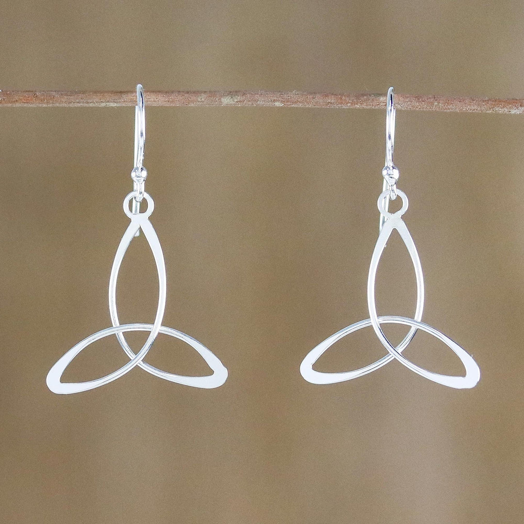 Sterling Silver 3-Point Dangle Earrings - Triangle Twist