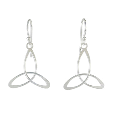 Sterling Silver 3-Point Dangle Earrings - Triangle Twist