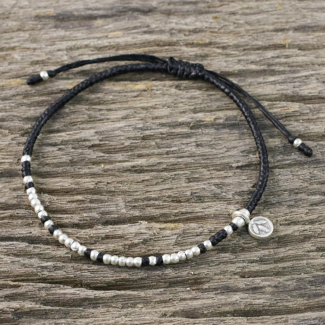 Bohemian Black Cord and 950 Silver Beaded Bracelet - Bohemian Life in Black