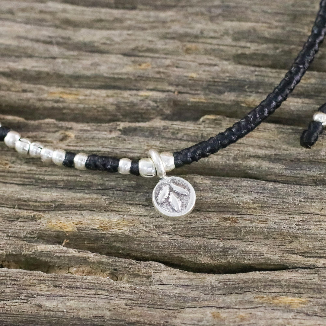 Bohemian Black Cord and 950 Silver Beaded Bracelet - Bohemian Life in Black