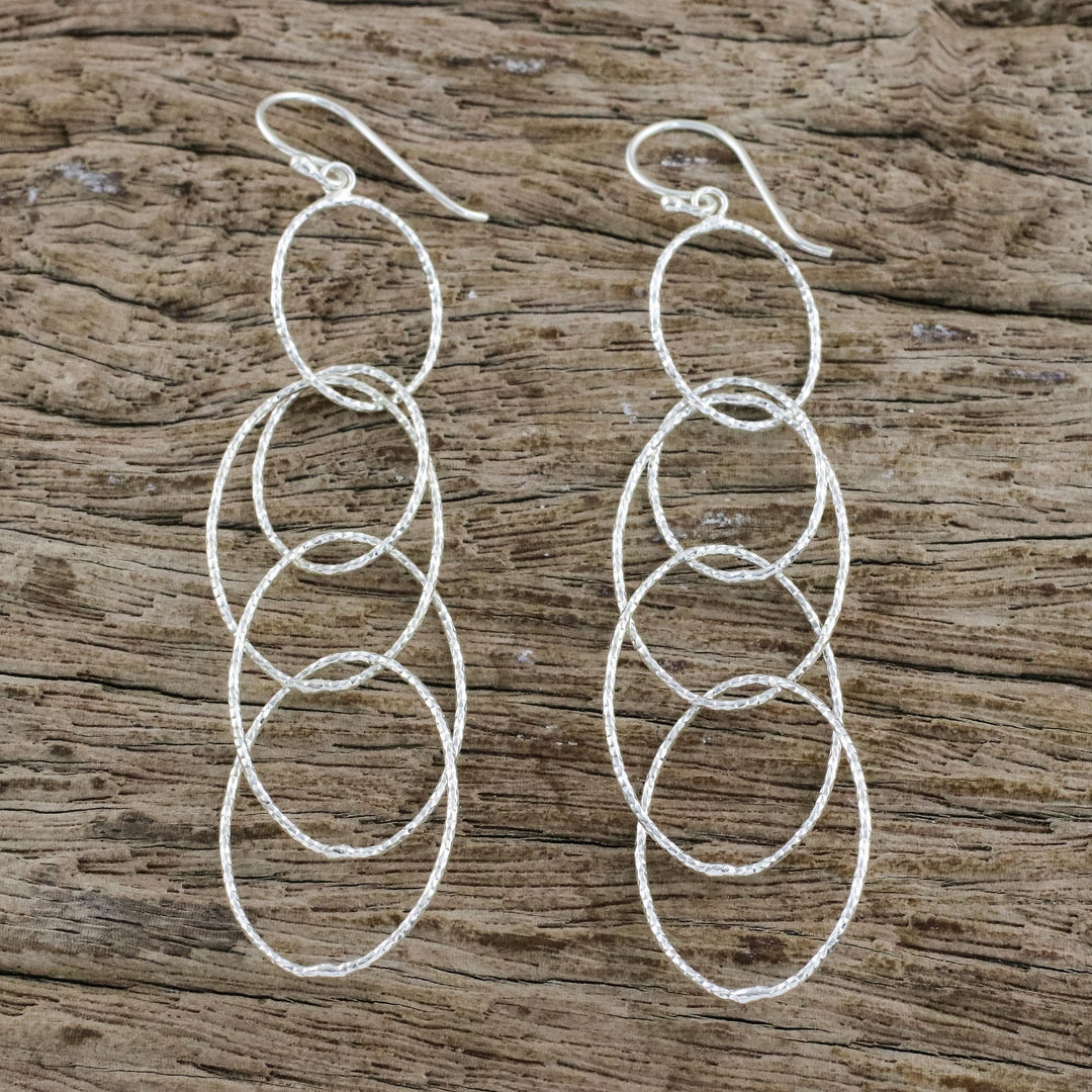 Hooped Sterling Silver Dangle Earrings from Thailand - Darling Hoops