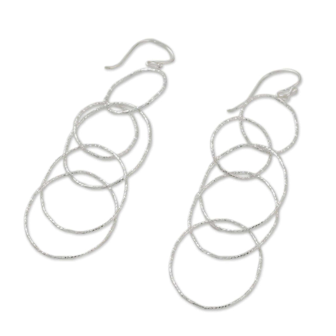 Hooped Sterling Silver Dangle Earrings from Thailand - Darling Hoops
