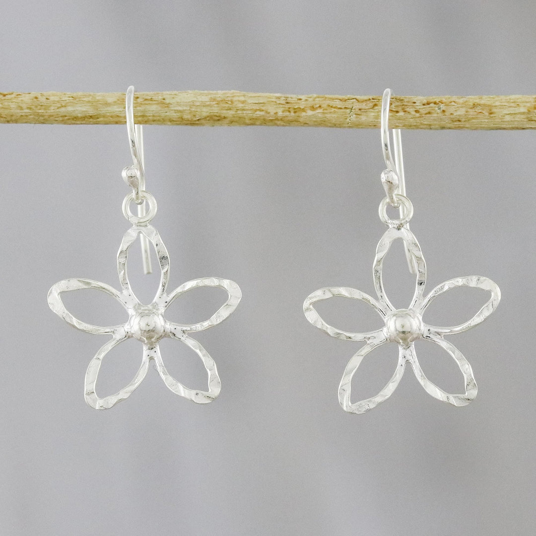 Flower Sterling Silver Dangle Earrings - Fun Flowers