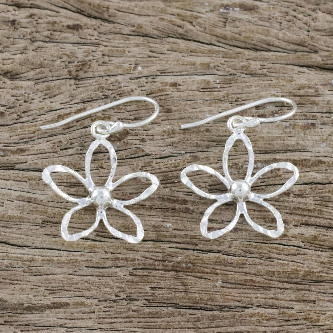 Flower Sterling Silver Dangle Earrings - Fun Flowers