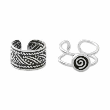 Spiral Motif Sterling Silver Ear Cuffs - Flow of the Wind