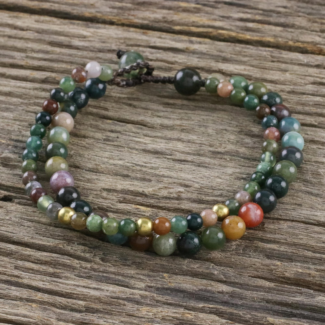 Adjustable Agate Beaded Bracelet - Double Beauty
