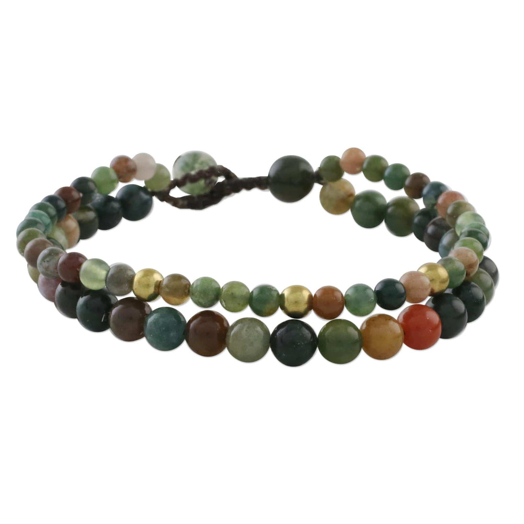 Adjustable Agate Beaded Bracelet - Double Beauty