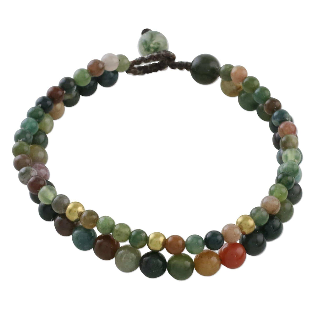 Adjustable Agate Beaded Bracelet - Double Beauty