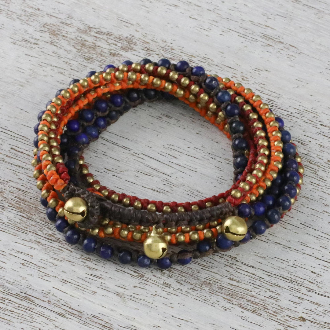 Lapis Lazuli Beaded Wrap Bracelet - Bohemian Bells