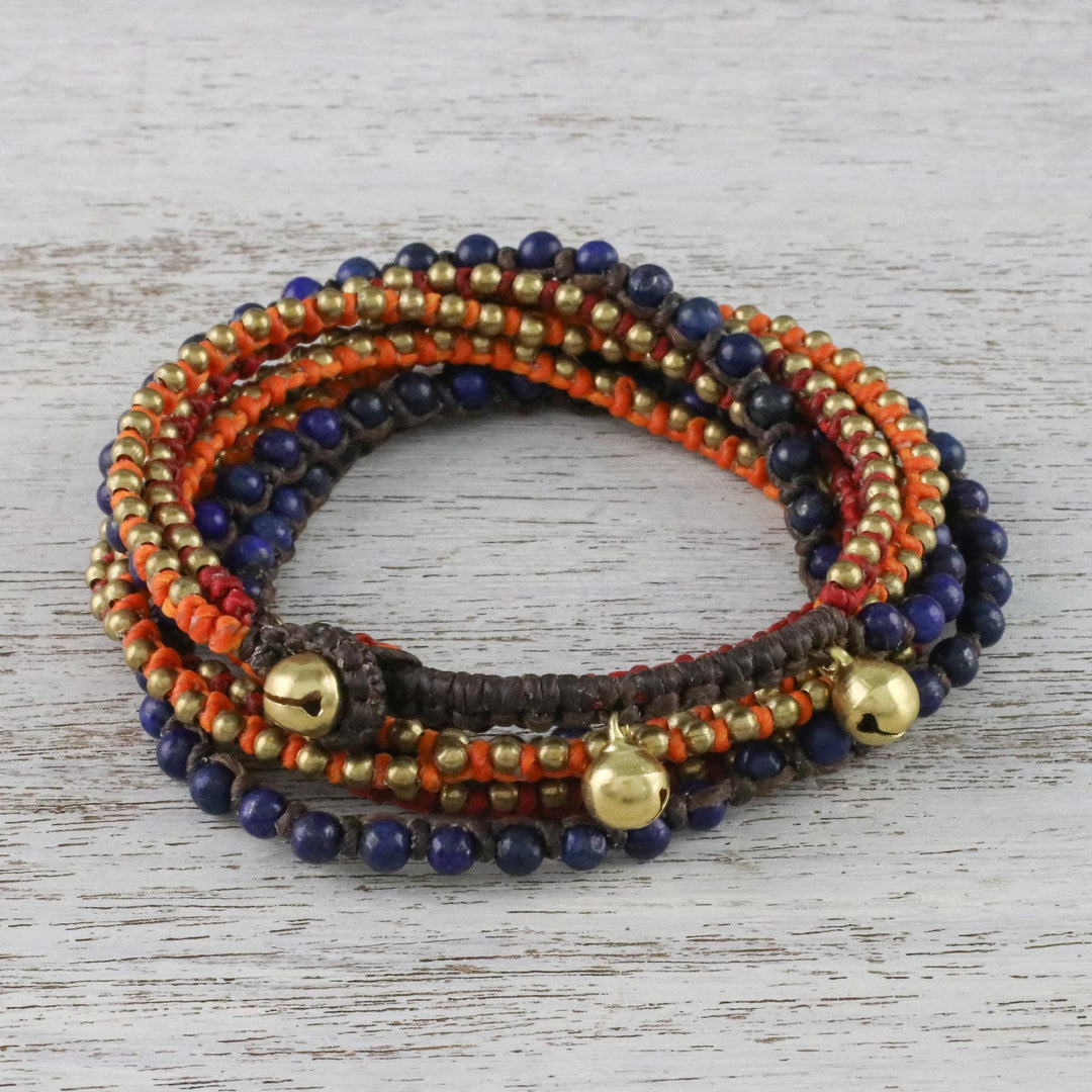 Lapis Lazuli Beaded Wrap Bracelet - Bohemian Bells