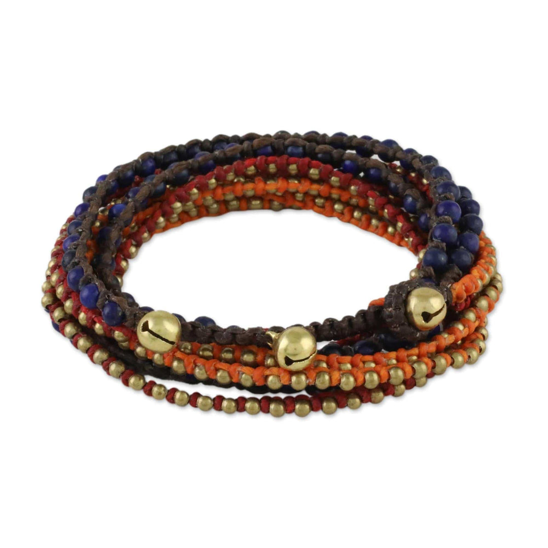 Lapis Lazuli Beaded Wrap Bracelet - Bohemian Bells