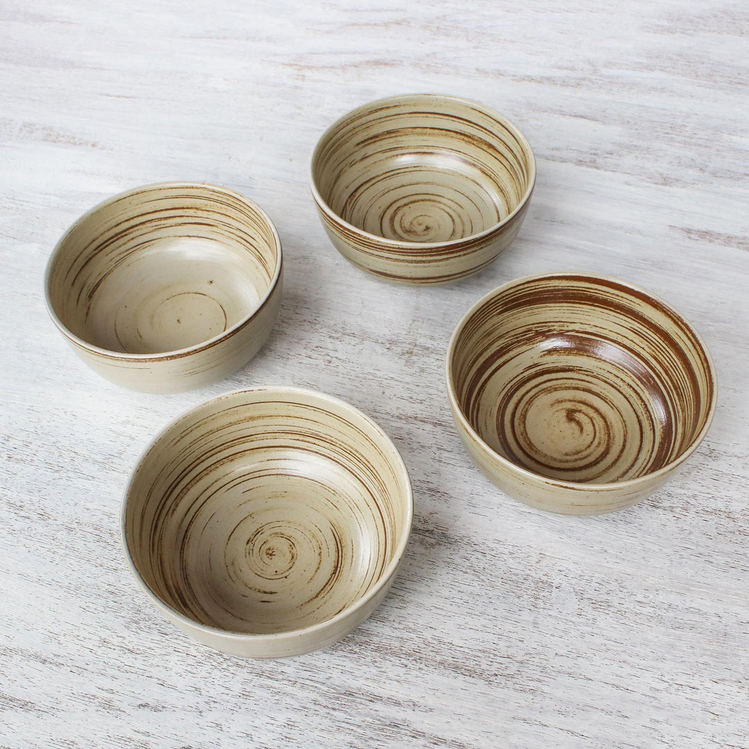 Ceramic Brown Cereal Bowls - Set of 4
