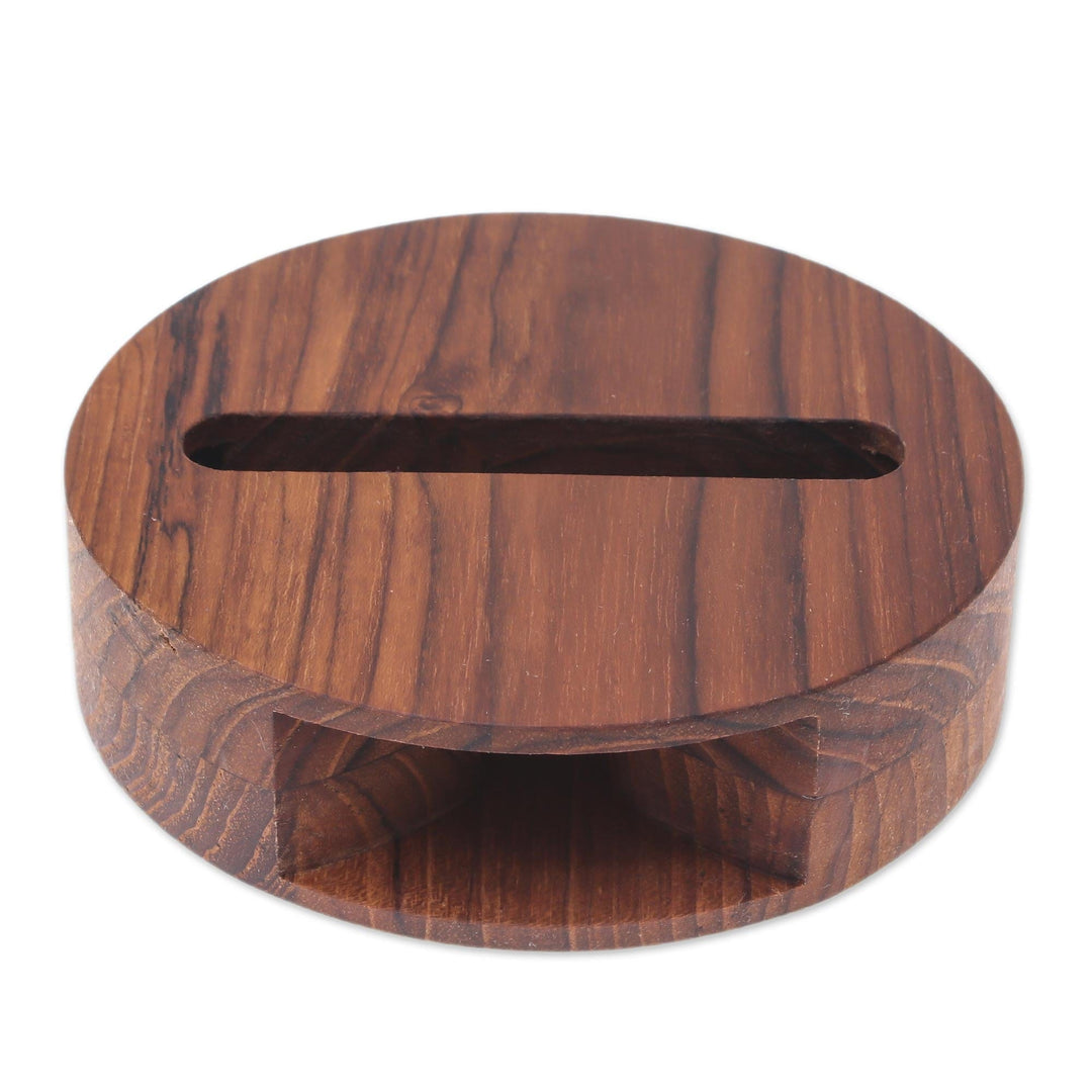 Round Teak Wood Phone Speaker from Thailand - Modern Sound