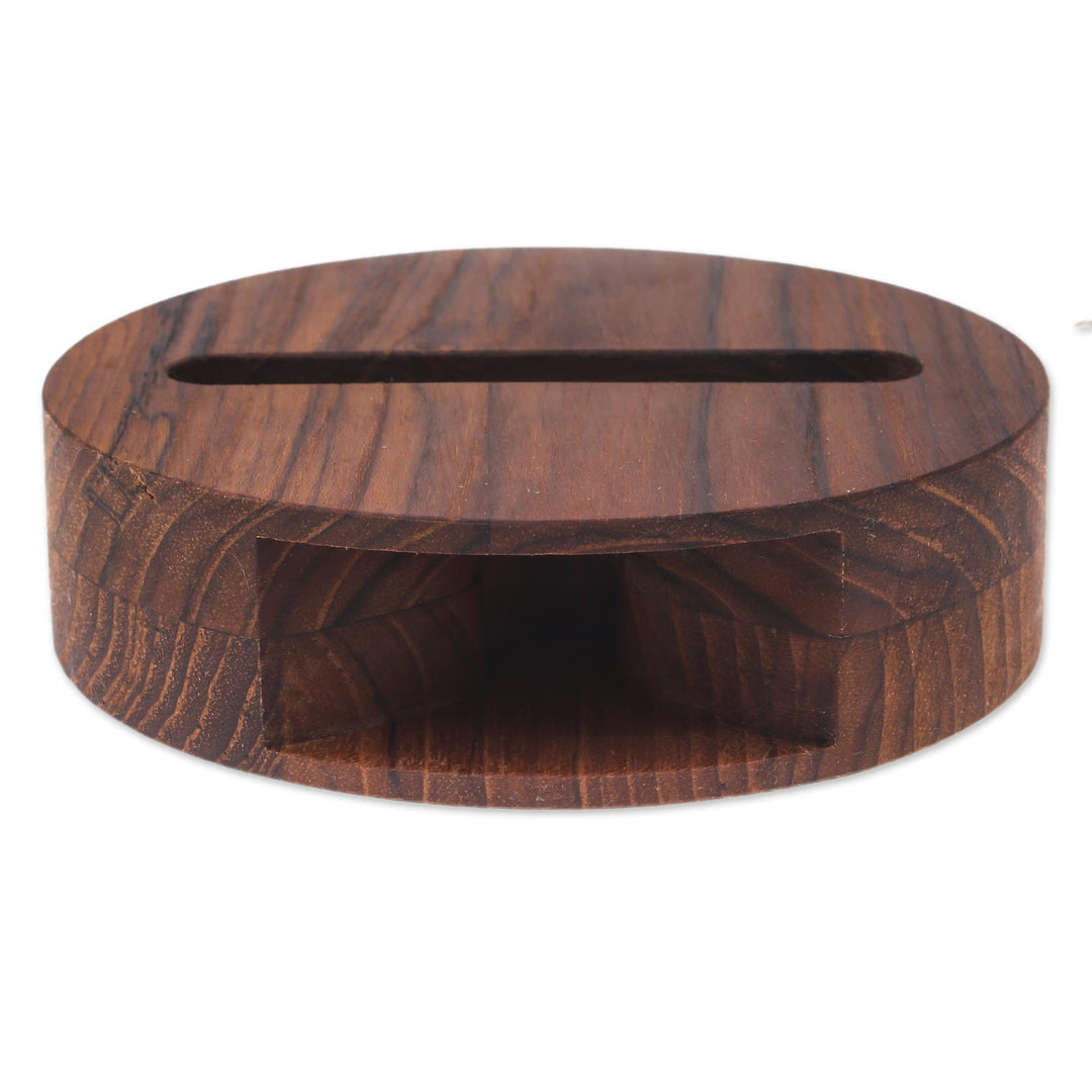 Round Teak Wood Phone Speaker from Thailand - Modern Sound
