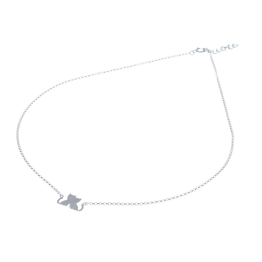 Loving Cat Sterling Silver Pendant Necklace from Thailand - Loving Cats