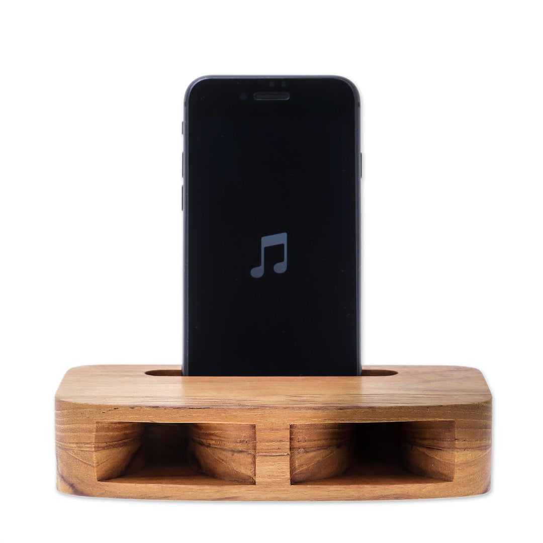 Two-Horn Teak Wood Phone Speaker from Thailand - Teak Decibel