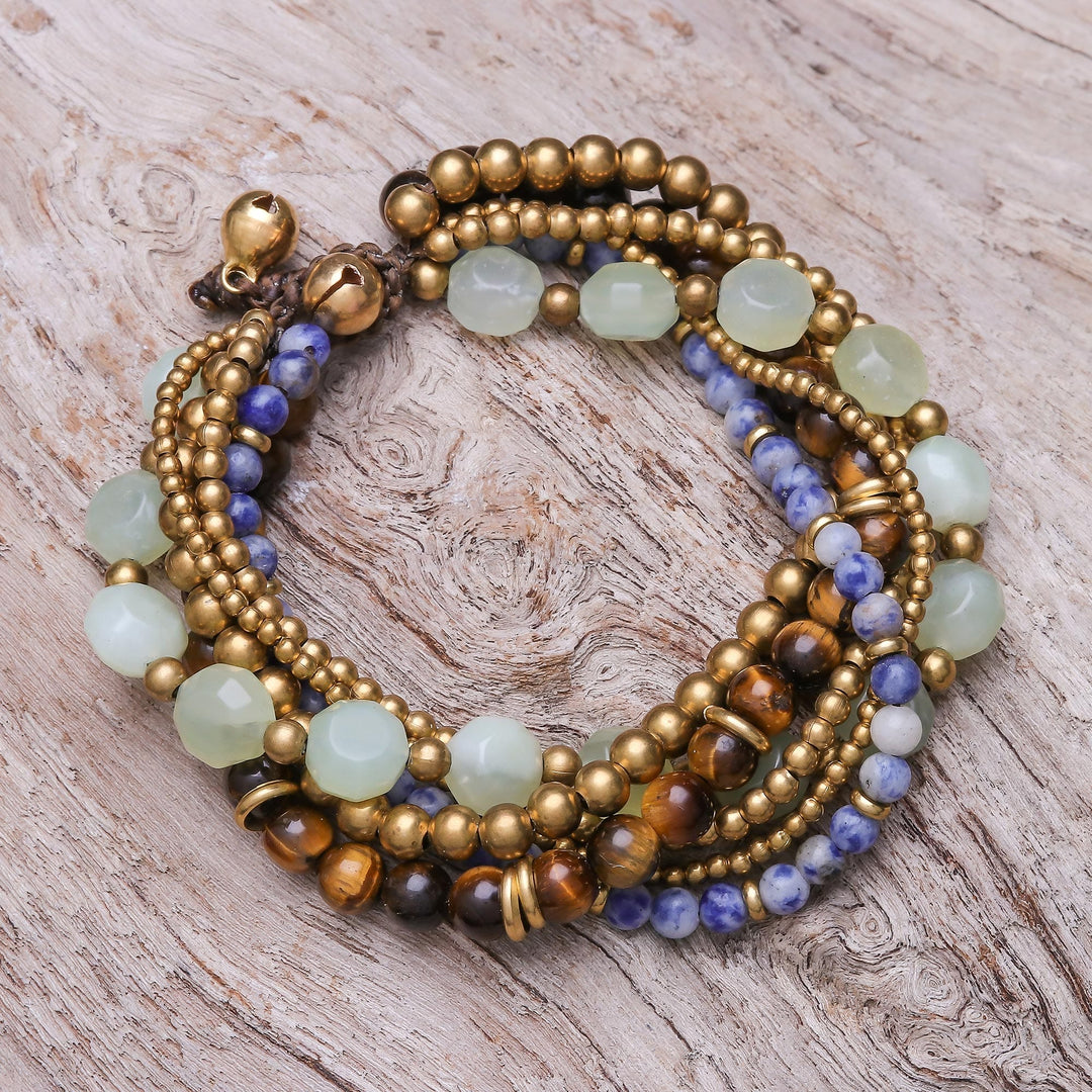 Multi-Gemstone Beaded Torsade Bracelet - Tranquility