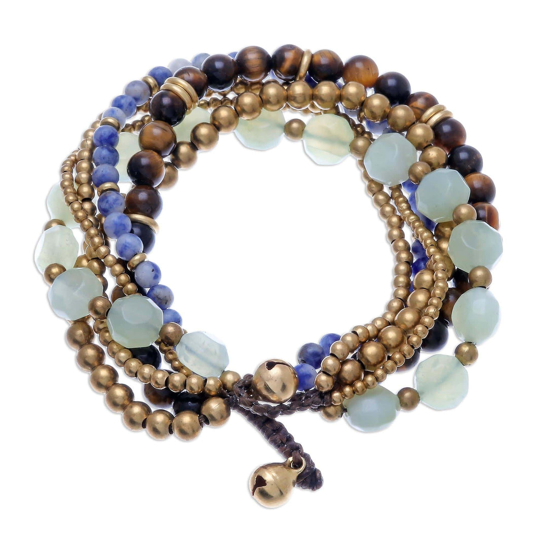Multi-Gemstone Beaded Torsade Bracelet - Tranquility