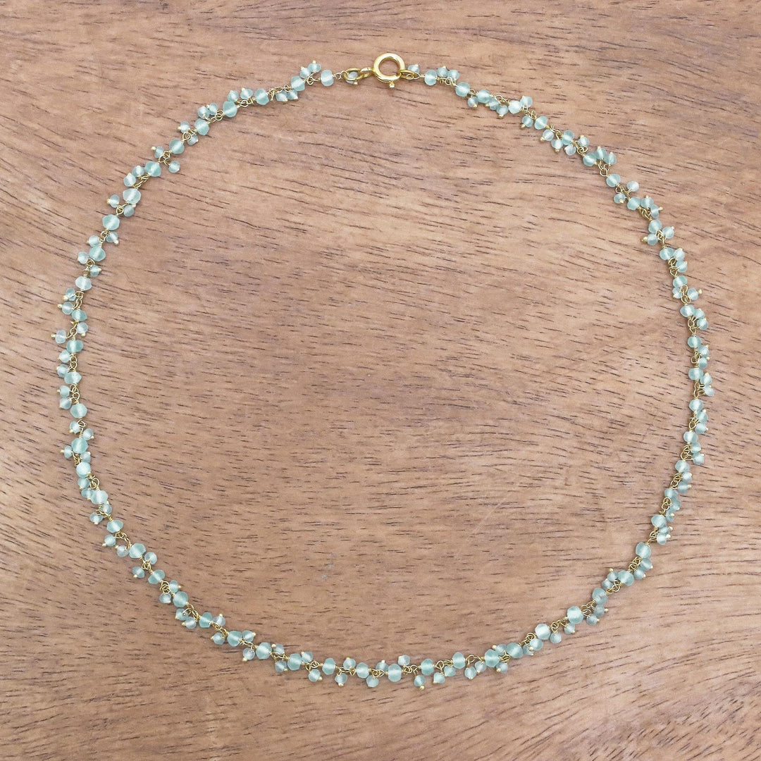 Gold-Plated Apatite Charm Necklace from Thailand - Arctic Dream