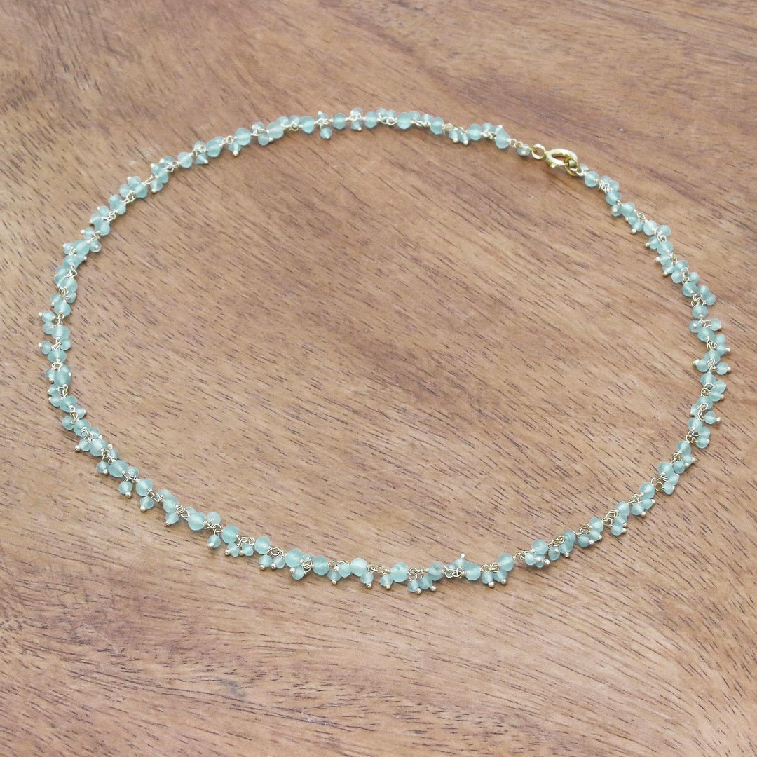 Gold-Plated Apatite Charm Necklace from Thailand - Arctic Dream