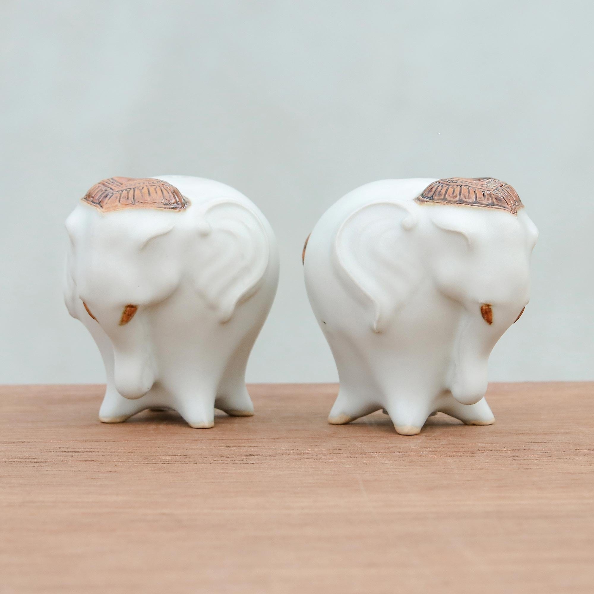 Celadon Ceramic Elephant Salt and Pepper Shakers (Pair) - Calm Elephan –  GlobeIn