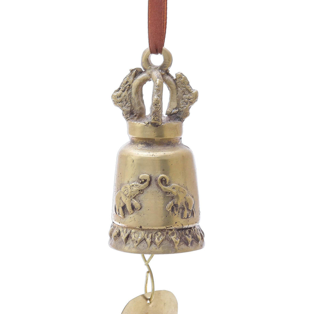 Elephant-Themed Brass Bell Crafted - Golden Elephant Song