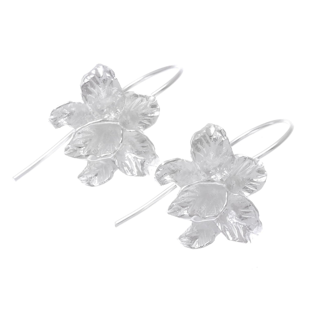 Thai Artisan Handmade Orchid Earrings in Sterling Silver - Orchid Blossom