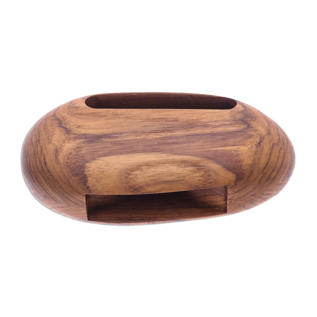 Egg-Shaped Teak Wood Phone Speaker from Thailand - Rock Out