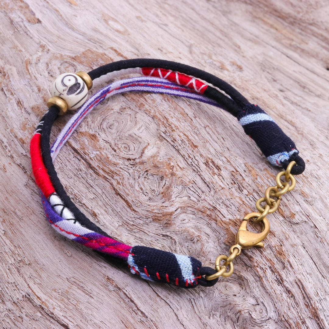 Colorful Cotton Beaded Strand Bracelet from Thailand - Boho Flame