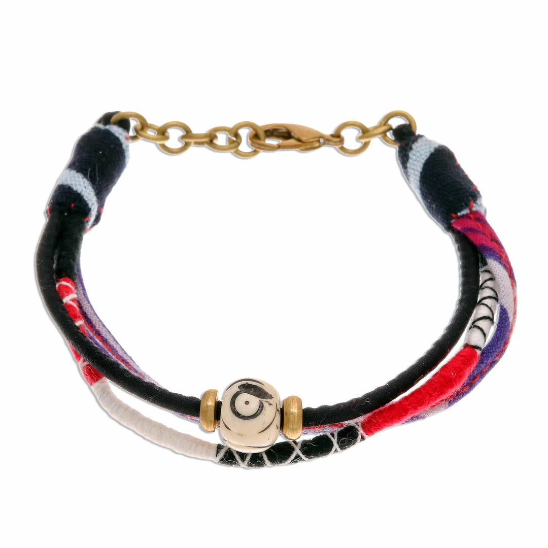 Colorful Cotton Beaded Strand Bracelet from Thailand - Boho Flame
