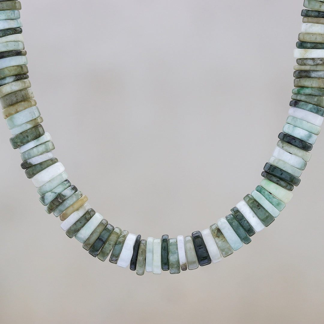 Jade Beaded Necklace in Green - Elegant Stones in Green