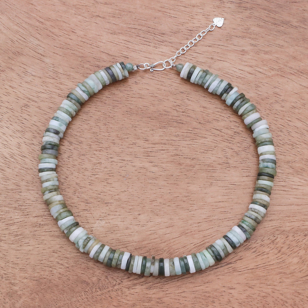 Jade Beaded Necklace in Green - Elegant Stones in Green