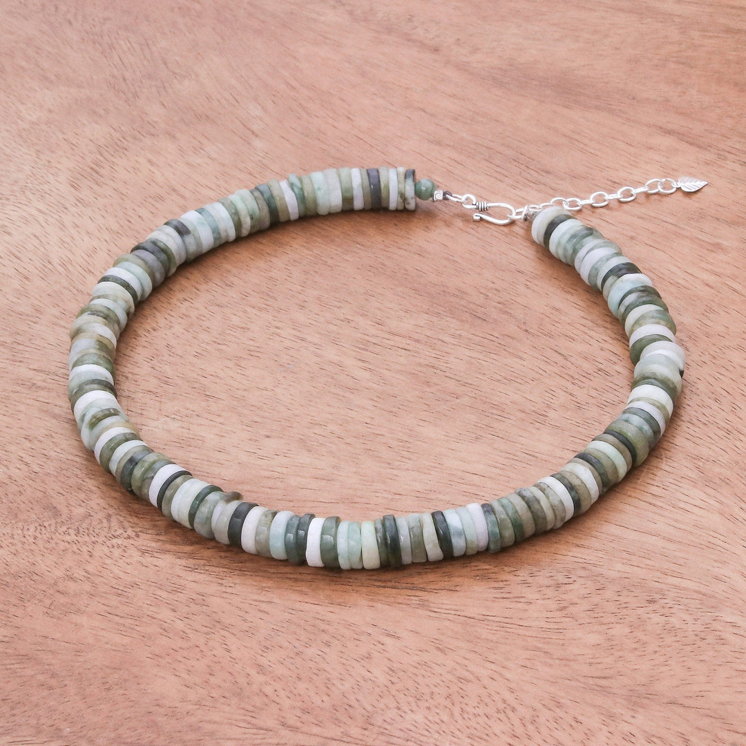 Jade Beaded Necklace in Green - Elegant Stones in Green